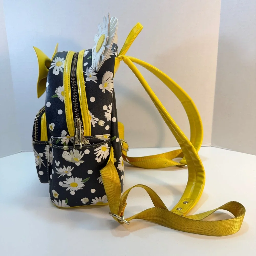 Loungefly Mini Backpack Disney Minnie Mouse Daisy Floral Black Yellow Bow READ